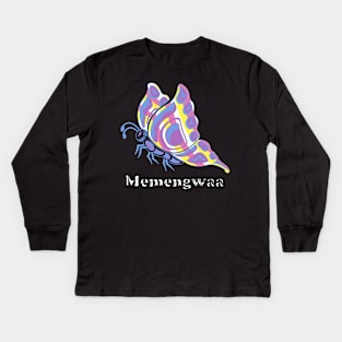 Memengwaa (Butterfly) Bigender Pride Kids Long Sleeve T-Shirt